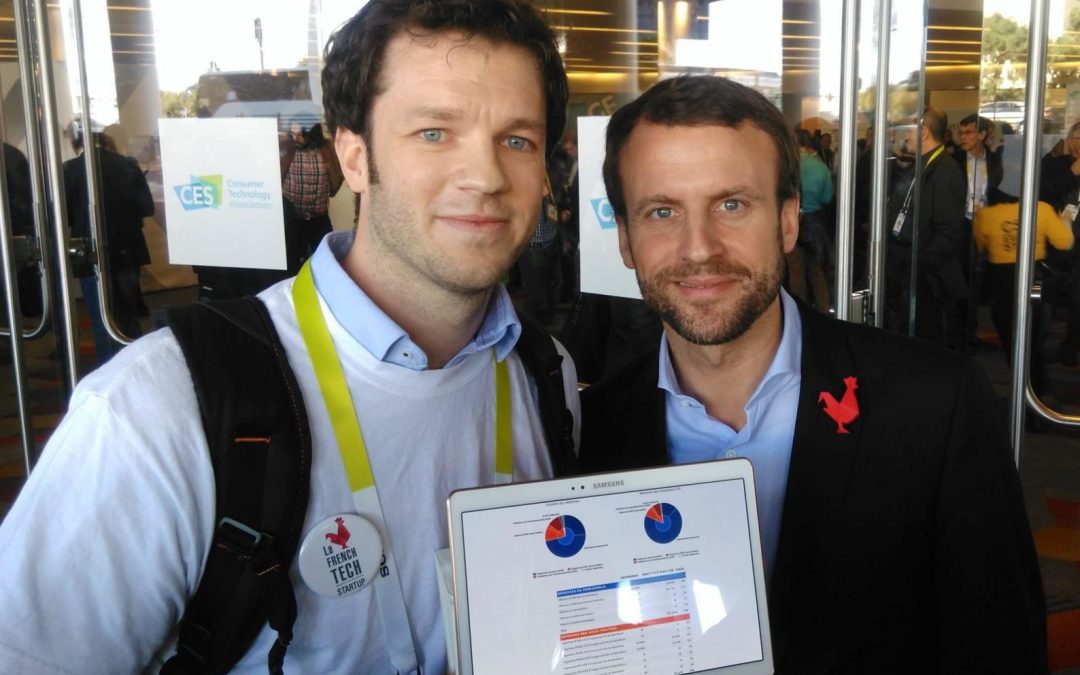 Benjamin Néel, CEO de LabOxy, et Emmanuel Macron, Ministre de l'Economie