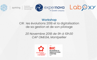 Workshop CIR avec Ayming et Expernova le mardi 20 novembre au BIC Montpellier