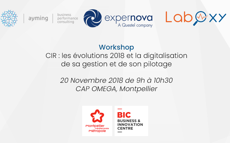 Workshop CIR avec Ayming et Expernova le mardi 20 novembre au BIC Montpellier