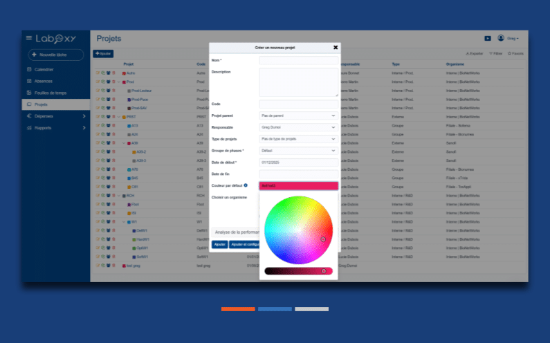 Choisissez vos couleurs pour les projets et les catégories de tâches